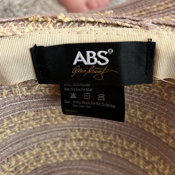 ABS Allen Schwartz Pastel Purple + Beige Floppy Beach Derby Hat - Picture 2 of 3